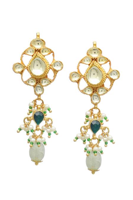 Buy_MAISARA JEWELRY_Gold Plated Pearls, Stones Mohini And Natural Embellished Necklace Set_Online_at_Aza_Fashions