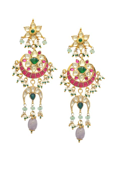 MAISARA JEWELRY Ishya Kundan Florin Embellished Earrings 