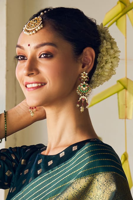 MAISARA JEWELRY Ishya Kundan Floral Embellished Earrings 