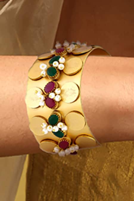 Suhani Pittie Crystal & Pearl Embellished Cuff 