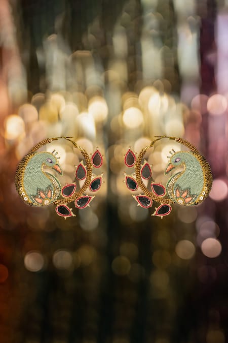 Krutiarts Aamras Peacock Thread Embroidered Hoops 