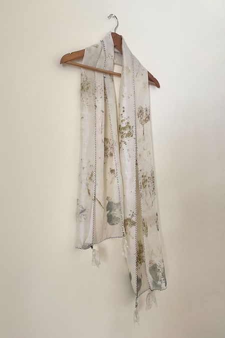 Jasmine Bains Ivory Wildflower Bundle Dye Printed Scarf 