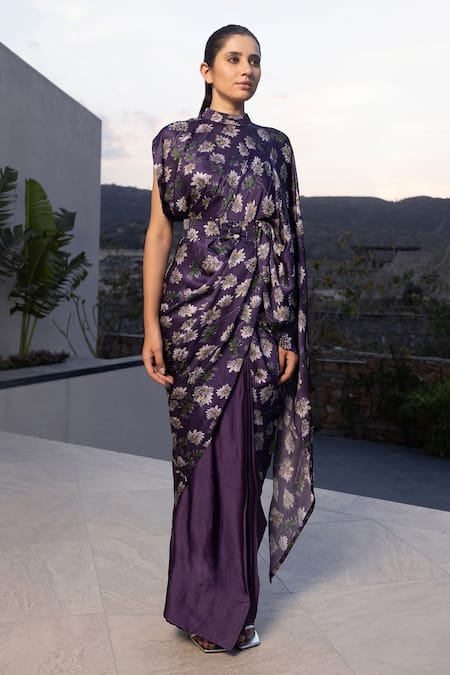 Studio Surbhi Floral Print Pre-Draped Saree Set 