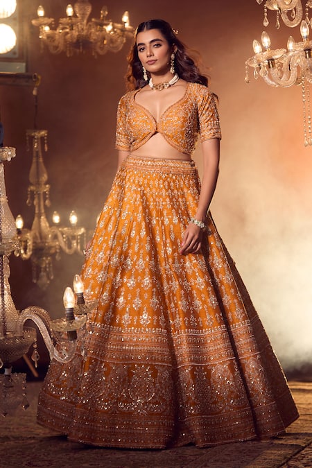 Azeera Floral Zardozi Embroidered Bridal Lehenga Set 