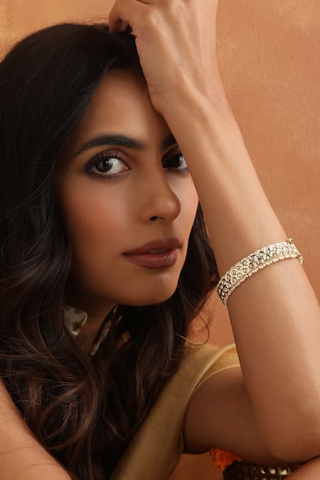 SWABHIMANN Polki & Pearl Embellished Bangle 