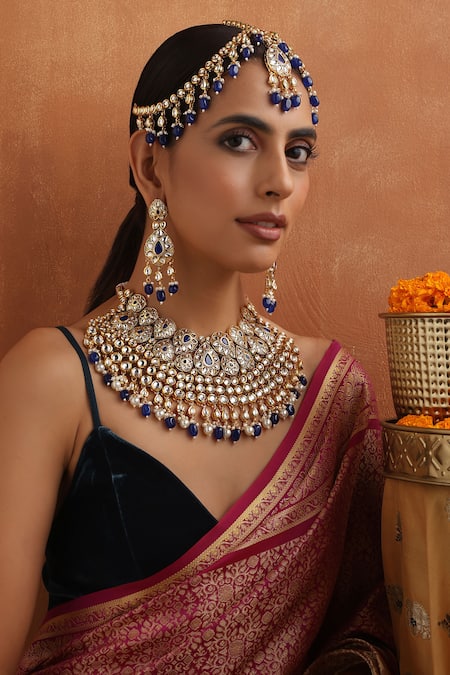 SWABHIMANN Kundan & Stone Embellished Necklace Set 