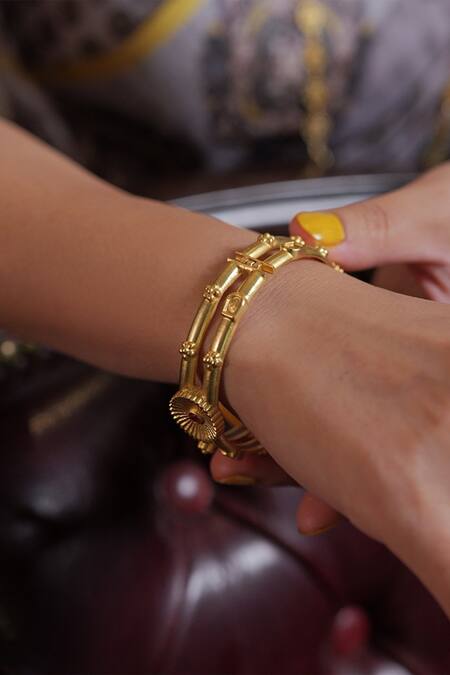 ZARIIN_Red Chains, Diamonds Ancestral Grace Bangle_at_Aza_Fashions