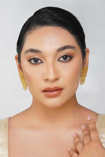 ZARIIN_Red Stones Eternal Enigma Floral Earrings_Online_at_Aza_Fashions