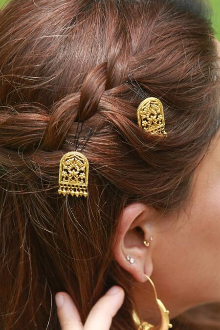 Buy Zariin Gold Plated Beads, Cut Work Timeless Treasures Filigree Earrings Online at Aza Fashions Buy_Zariin_Gold Plated Beads, Cut Work Timeless Treasures Filigree Earrings _Online_at_Aza_Fashions