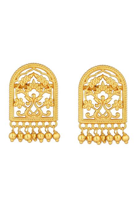 Shop Zariin Gold Plated Beads, Cut Work Timeless Treasures Filigree Earrings Online at Aza Fashions Shop_Zariin_Gold Plated Beads, Cut Work Timeless Treasures Filigree Earrings _Online_at_Aza_Fashions