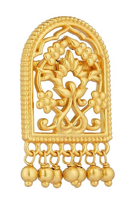 Zariin Gold Plated Beads, Cut Work Timeless Treasures Filigree Earrings at Aza Fashions Zariin_Gold Plated Beads, Cut Work Timeless Treasures Filigree Earrings _at_Aza_Fashions
