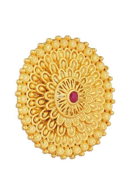 Buy Zariin Red Embroidery, Stones Antique Petals Floral Stud Earrings Online at Aza Fashions Buy_Zariin_Red Embroidery, Stones Antique Petals Floral Stud Earrings_Online_at_Aza_Fashions