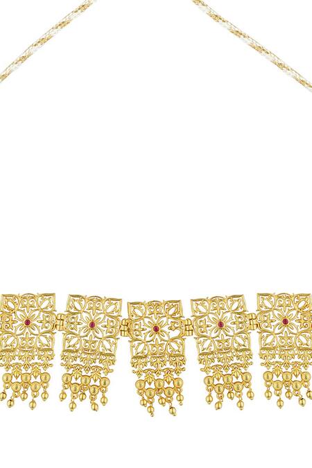 Zariin_Gold Plated Eternal Enigma Filigree Choker _Online_at_Aza_Fashions