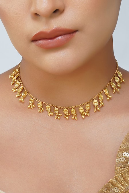 Buy Zariin Gold Plated Sacred Splendour Floral Necklace Online at Aza Fashions Buy_Zariin_Gold Plated Sacred Splendour Floral Necklace _Online_at_Aza_Fashions