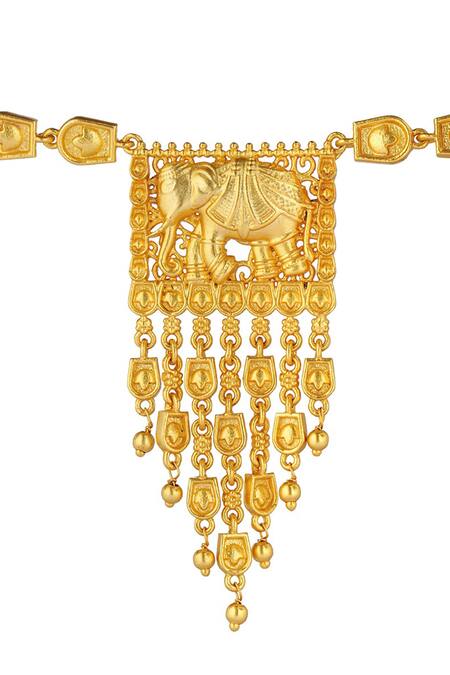 ZARIIN_Gold Plated Timeless Tusk Pendant Necklace _Online_at_Aza_Fashions