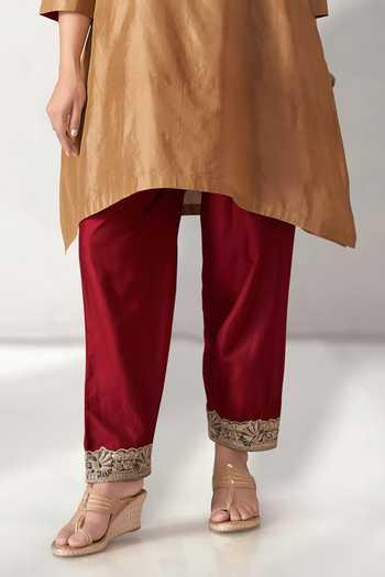 PRINTED KURTA  EMBROIDERD YOKE WITH TASSEL DETAILING WITH TULIP PANT