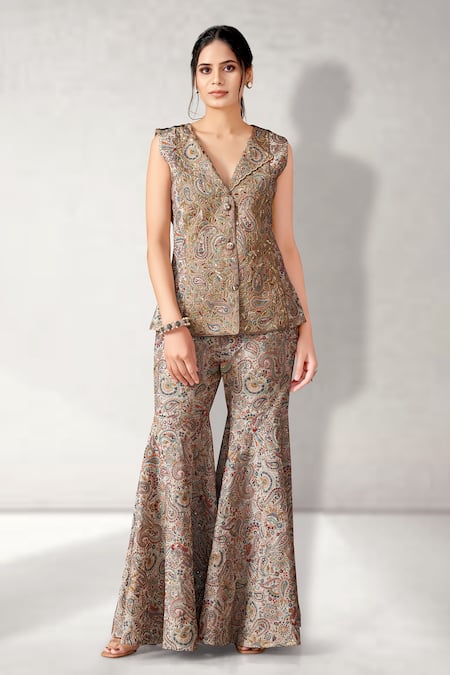 Aditi Somani Paisley Embroidered Blazer & Flared Pant Set 