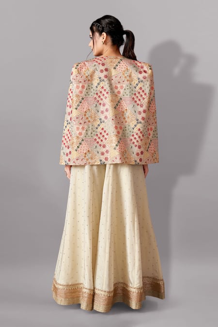Aditi Somani Abstract Floral Embroidered Blazer Sharara Set 
