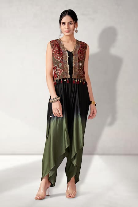 Aditi Somani Ombre Two Tone Jumpsuit With Embroidered Jacket 