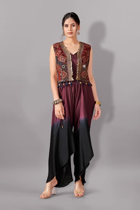 Aditi Somani Ombre Jumpsuit With Floral Embroidered Jacket 