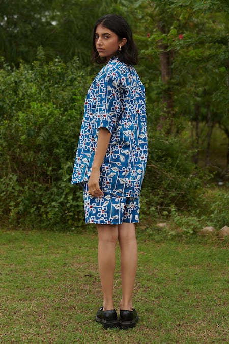 Khajoor Studio Geometric Printed Cotton Tunic With Shorts 