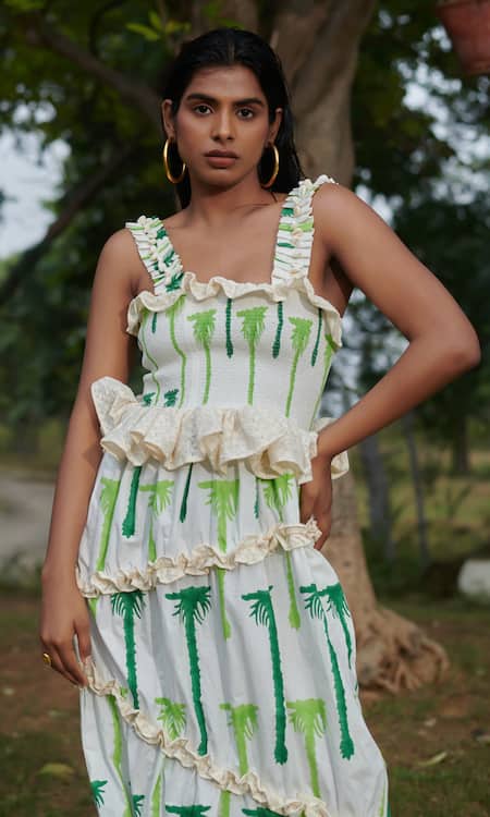Khajoor Studio Seaside Khajoor Print Tiered Dress 