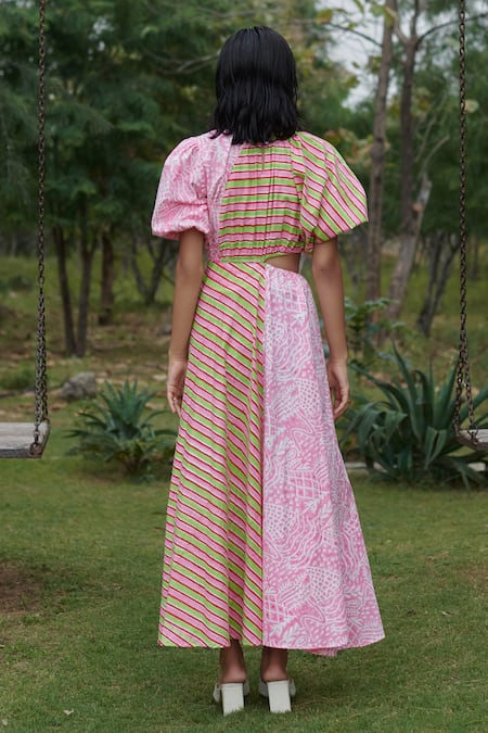 Khajoor Studio Meadow Carnival Print Side Cutout Dress 