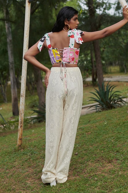 Khajoor Studio Farmland Patchwork Corset With Crochet Pant 