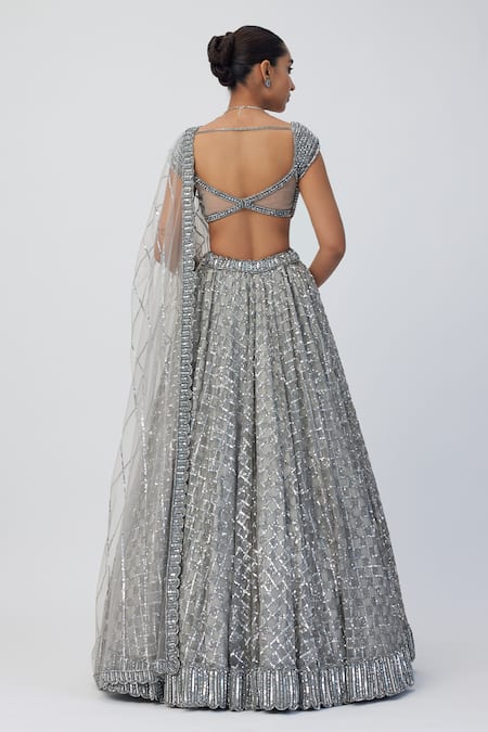 Vvani By Vani Vats Sequin Hand Embroidered Bridal Lehenga Set 