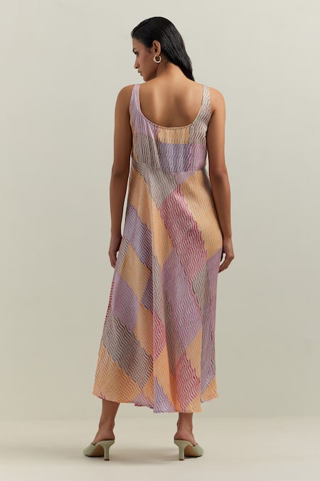 Shikha Malik Kalos Abstract Block Print Dress 