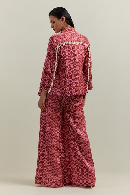 Shikha Malik Medley Block Print Bralette With Trouser 