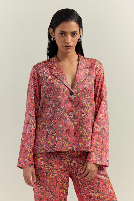 SHIKHA MALIK Floral Block Print Blazer 