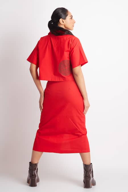 Richaa Goenka Leather Cutwork Applique Shirt With Skirt 