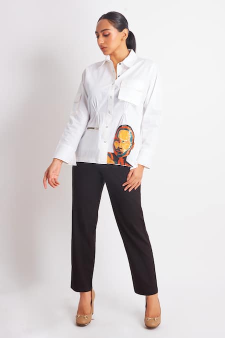 Richaa Goenka Abstract Face Embroidered Shirt 