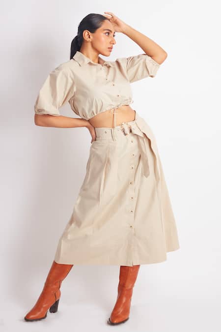 Richaa Goenka Cropped Shirt & Skirt Set 
