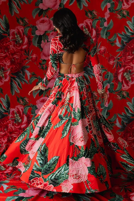 Payal & Zinal Gardenia Bloom Print & Embellished Lehenga With Blouse 