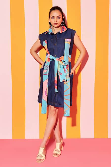 ANANYA AGRAWAL LABEL Whimsy Waist Tie Up Detail Shirt Dress 