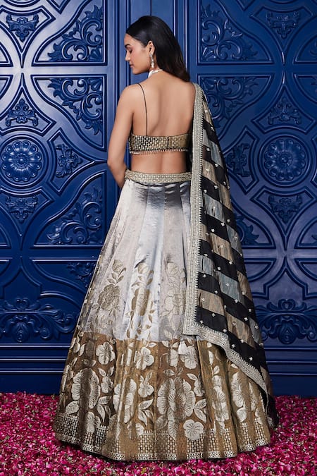 Basanti - Kapde Aur Koffee Floral Banarasi Woven Lehenga Set 