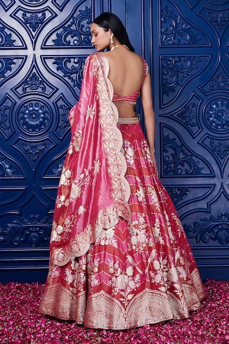 Basanti - Kapde Aur Koffee Floral Bloom Banarasi Motif Pattern Lehenga Set 