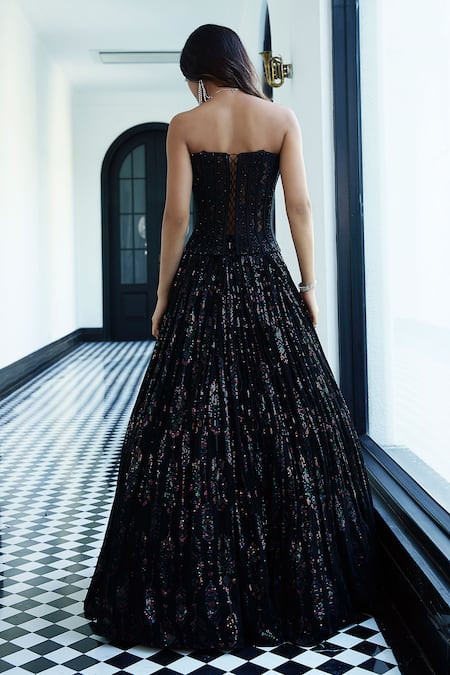 Basanti - Kapde Aur Koffee Black Sequin Embroidered Lehenga & Corset Set 