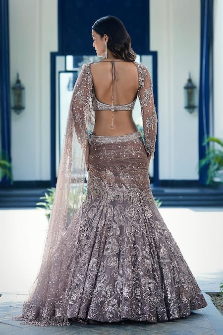 Basanti - Kapde Aur Koffee Sequin Embroidered Lehenga Blouse Set 