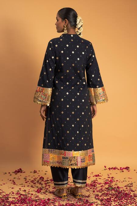 Shop Sitaraa Blue Organza, Chanderi Sequins, Gota Patti, Alankar Diamond Woven Kurta Set at Aza Fashions Shop_Sitaraa_Blue Organza, Chanderi Sequins, Gota Patti, Alankar Diamond Woven Kurta Set_at_Aza_Fashions