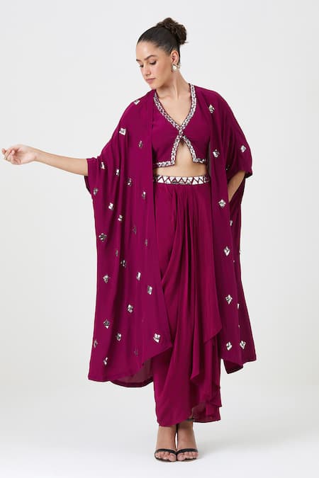 Sitaraa Shabana Motif Embroidered Cape & Dhoti Skirt Set 