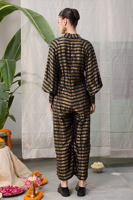 RAAS LIFE Loki Zari Striped Front Gathered Jumpsuit 