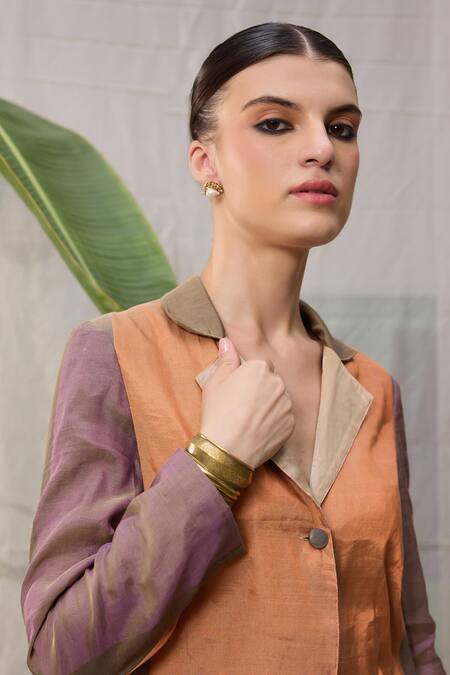 RAAS LIFE Multi Color Chanderi Zari Mrunal Hand Woven Block Blazer Online at Aza Fashions RAAS LIFE_Multi Color Chanderi Zari Mrunal Hand Woven Block Blazer_Online_at_Aza_Fashions