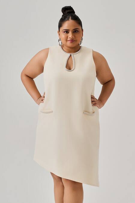 Neetiandmudita Ivory Italian Crepe Placement Embellished Rhinestone Closed Asymmetric Dress Online at Aza Fashions Neetiandmudita_Ivory Italian Crepe Placement Embellished Rhinestone Closed Asymmetric Dress _Online_at_Aza_Fashions