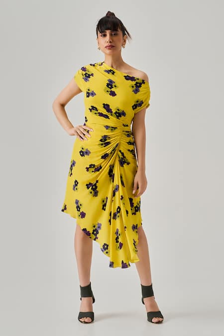 neetiandmudita Zenith Abstract Print Draped Dress 