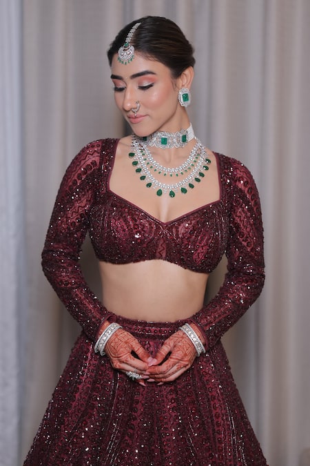 Mehar Stone & Sequin Embroidered Lehenga Set 