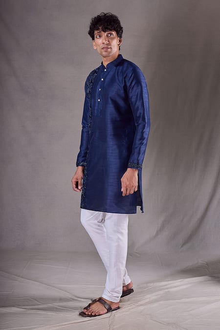 Buy Arihant Rai Sinha Blue , Satin Sequins Embroidered Panelled Kurta Online at Aza Fashions Buy_Arihant Rai Sinha_Blue , Satin Sequins Embroidered Panelled Kurta _Online_at_Aza_Fashions