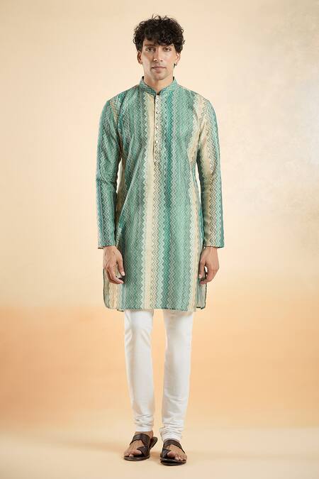 Buy Arihant Rai Sinha Blue Jacquard Chevron Pattern Kurta Online at Aza Fashions Buy_Arihant Rai Sinha_Blue Jacquard Chevron Pattern Kurta _Online_at_Aza_Fashions